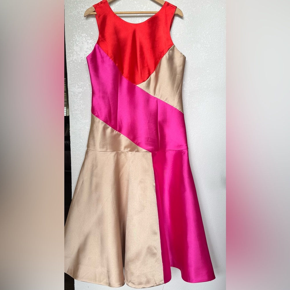 Colorblock Satin Dress